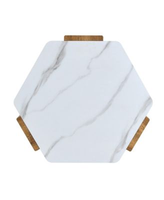  31" Modern Hexagonal Coffee Table, White Marble Top