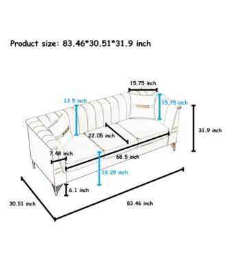Streamdale Modern Velvet 3-Seater Sofa, Tufted Back