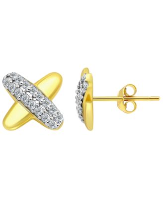 Pave Cubic Zirconia (1/2 ct. t.w.) X-Shape Post Earrings, Macy's Exclusive