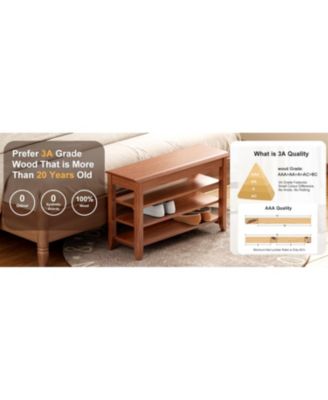 Solid Wood Shoe Rack Bench - 550lb Capacity