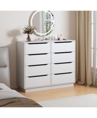 8-Drawer White Dresser, 47.2" Wide, Large Capacity Storage