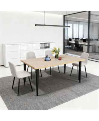 Modern Dining Table with Wooden Top & Iron Legs (Seats 6-8)