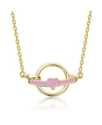 Kids Plated Intertwined Rings & Enamel Heart Necklace