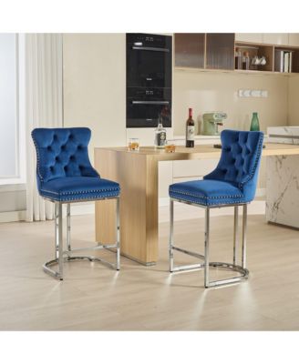 + 25" 2-Pack + Velvet + Button Back + Counter Height Bar Stools