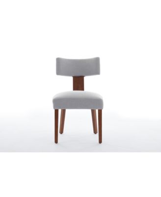  Linen Fabric Modern Armless Dining Chairs, Gray (Set of 2