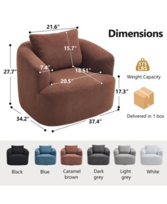 Streamdale Swivel Teddy Fleece Comfy Chair with Pillow