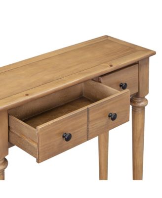 Retro Console Table with 4 Drawers and Open Shelf, perfect for Entryways, Living Rooms, and Hallways