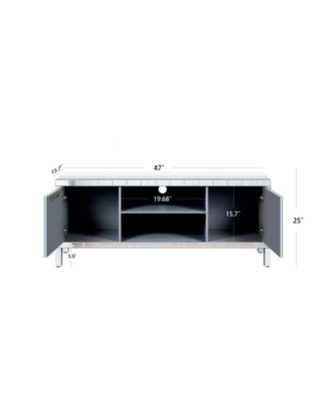 47" Mirror TV Console - Diamond Doors Open Storage