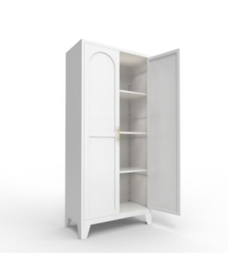 61" Metal Storage Cabinet with Adjustable Shelves (White)