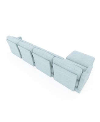 Sky Blue Chenille Sofa with Ottoman