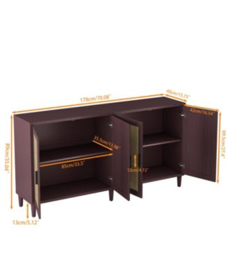 70" Rattan Buffet Cabinet with Storage