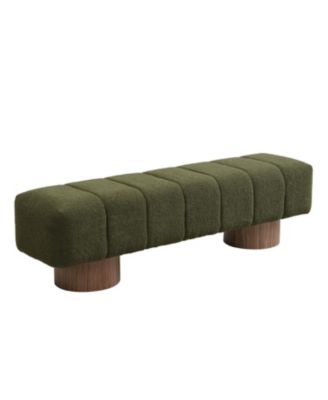 Green Boucle Upholstered Dining/Entryway Bench (300 LBS)