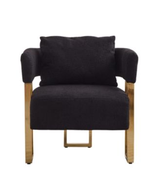 TS Modern Teddy Fleece Chair Gold Legs 2PCS Black