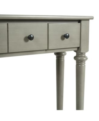 Entryway Table - Retro Console Table with 4 Drawers & Shelf (Grey Wash)