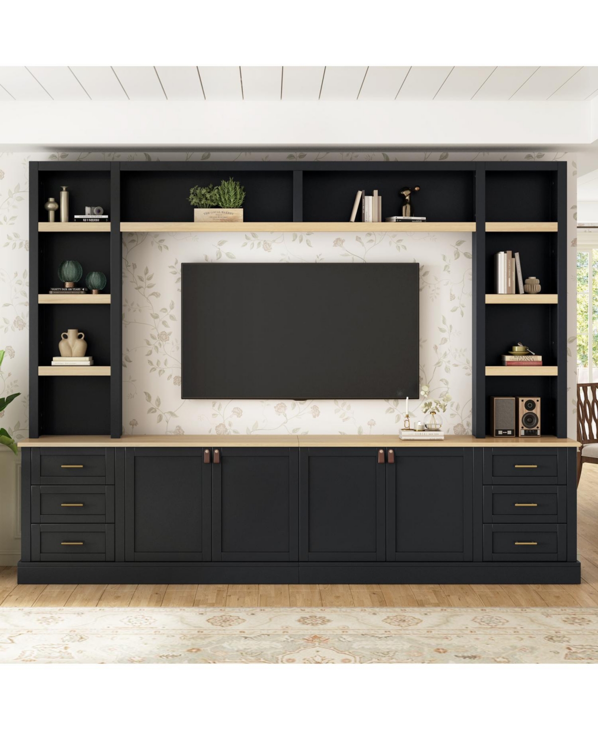 Streamdale Furniture Farmhouse Entertainment Center Wall Unit for 75" Tv