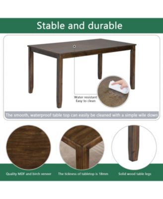 6-Piece Walnut Dining Set- Table, 4 Chairs & Bench