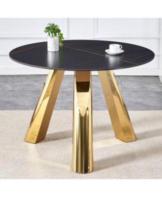 42" Gold-Plated Granite Table - Seats 4-6 - Dining, Entertaining, Conference