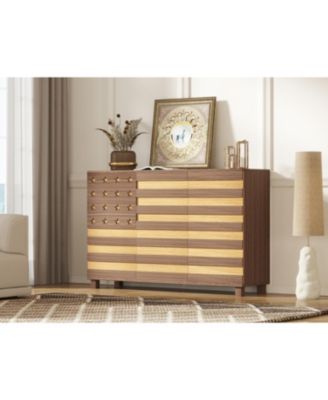 55" Buffet Sideboard Cabinet- Hand Carved, 2 Drawers, 3 Doors, Adjustable Shelves