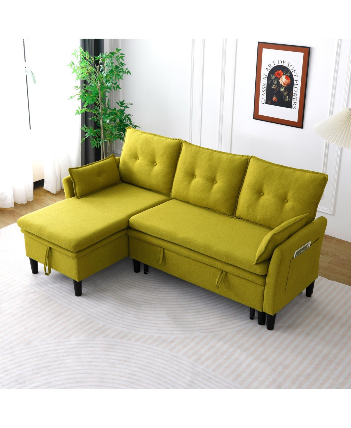 Streamdale Furniture Streamdale Green L-Shaped Sectional Sofa with Storage
