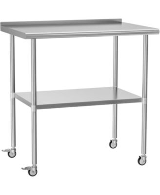 Stainless Steel Table 30x36" w/ Adjustable Shelf & Wheels