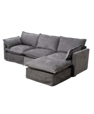 Modern L-Shaped Sectional Sofa with Ottoman