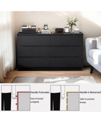 6 Drawer Black Dresser - Modern Bedroom Storage Cabinet
