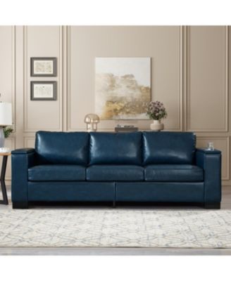 Streamdale Modern Faux Leather Sofa with Cup Holder & Storage