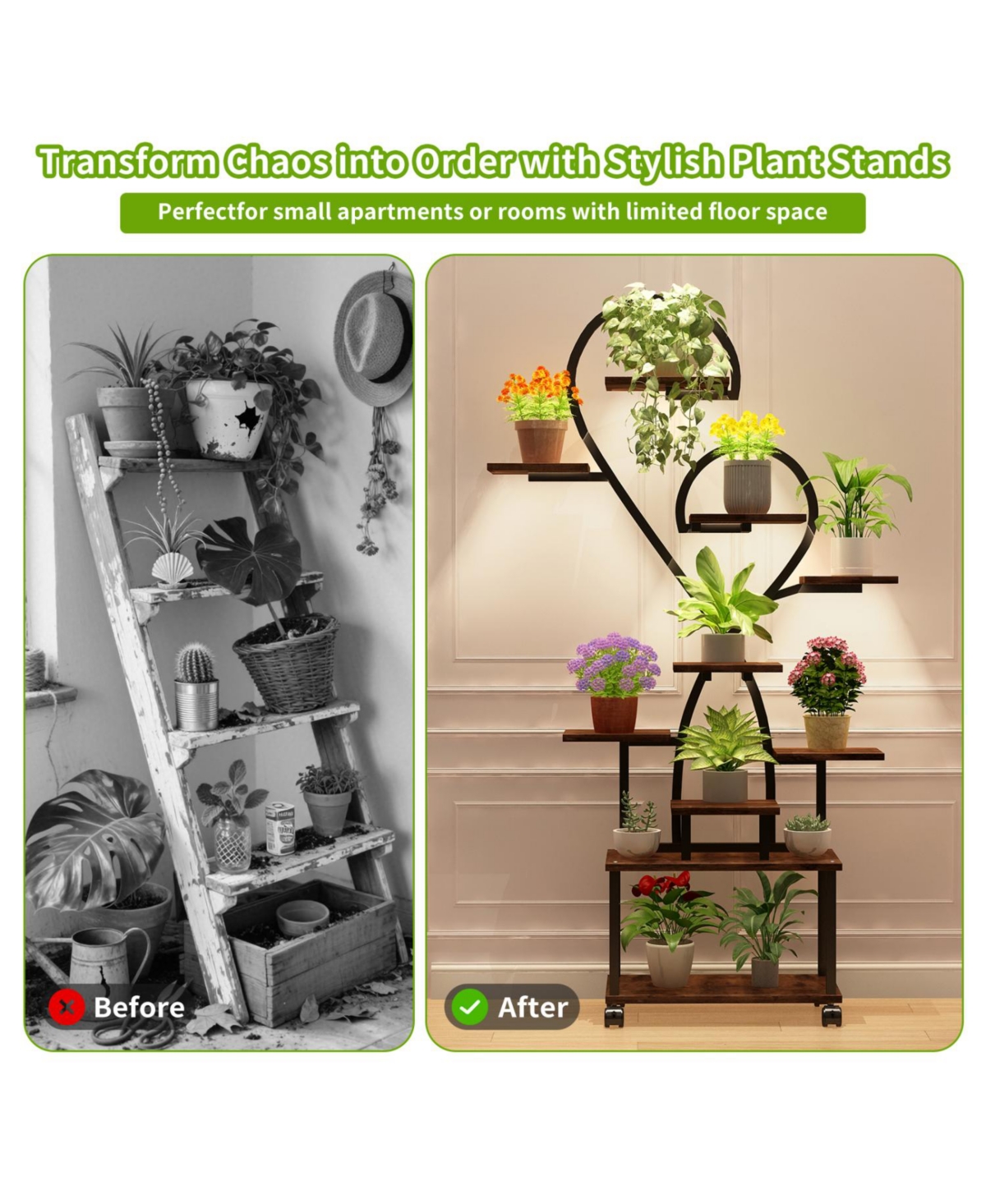 Streamdale Furniture + Multi-Tier + Metal + Grow Lights + Plant Stand