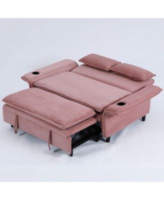 Pink Striped Sofa Bed - Adjustable Arms & Back - 65.74-inch