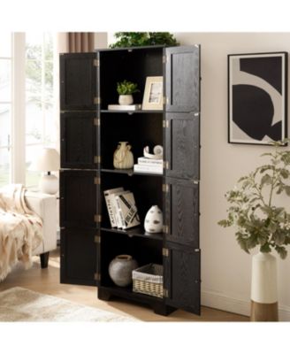 72.4" Tall Storage Cabinet w/ 8 Doors & 4 Shelves, Bookshelf