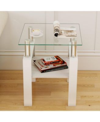 2 Modern Glass Tea/Coffee Tables - Transparent/White