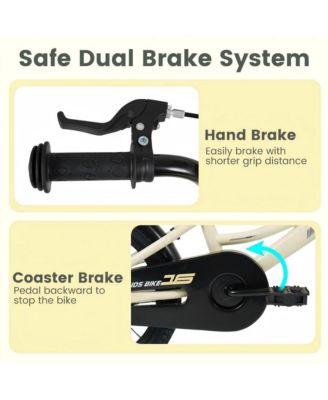 Kids Training Bike with Adjustable Seat Dual Brake System and Rubber Tires