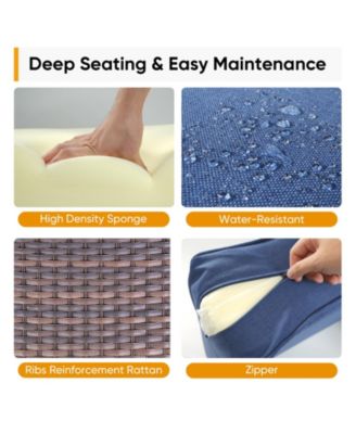 T-Frame Brown Wicker Outdoor Swivel Glider Chairs with Olefin 5 In. Thick Cushions 2-Pack）