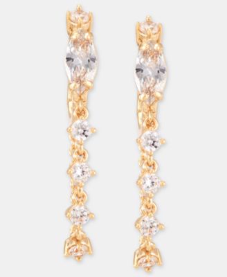 Cubic Zirconia Linear Charm Huggie Hoop Earrings
