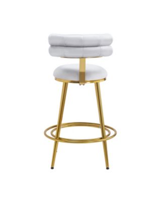 Modern Velvet Counter Stool Set, Light Gray with Iron Frame, 27.65