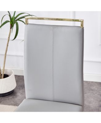  71" Tempered Glass Dining Set with 8 Light Gray PU Chairs