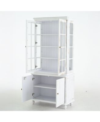 77.5" Vintage Glass Door Display Cabinet
