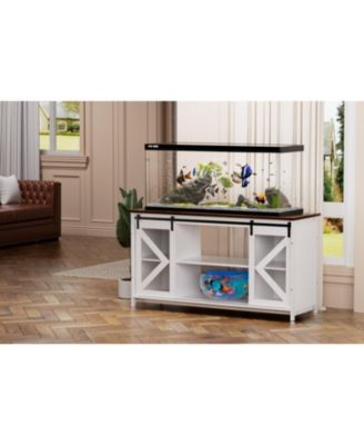 Metal Aquarium Stand with Cabinet - 80 Gallon White