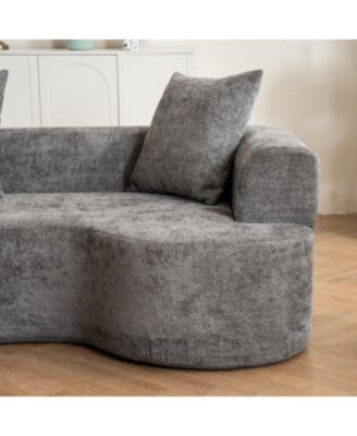 Curved Corduroy Sofa with Pillows