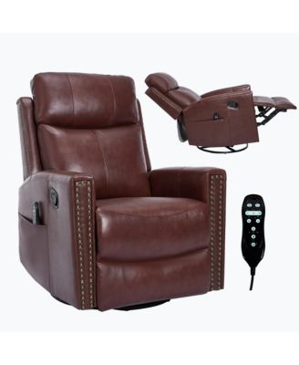 Wine Red Leather Heat Massage Rocker Recliner
