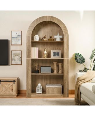 Arched Bookcase, 78.74" Tall, Mid Century Modern, 4-Tier