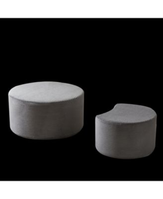 Nesting Coffee Table Set of 2, Upholstered Round Tables