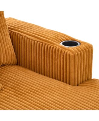 Streamdale Corduroy Oversized Recliner Sofa w/ USB, LED, Cup Holder