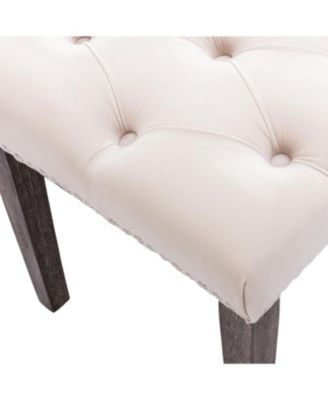 Tufted Velvet Bench Ottoman - Beige