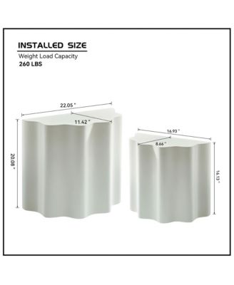 Wavy Edge Side Table Set - Modern End Tables for Living Room/Bedroom