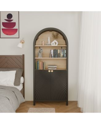 Streamdale 61" Arched Bookcase with Door - Black