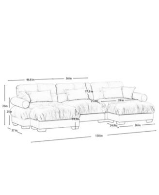 Streamdale U Shape Sectional Sofa with Ottomans, Modern Corner Couch