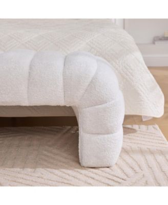 Streamdale 69.7" Modern Upholstered Bed Bench, Chenille Ottoman, Ivory