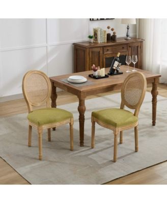 Set of 2 French Style Linen Dining Chairs