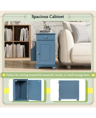 Vintage Flip Top End Table with USB & Drawer